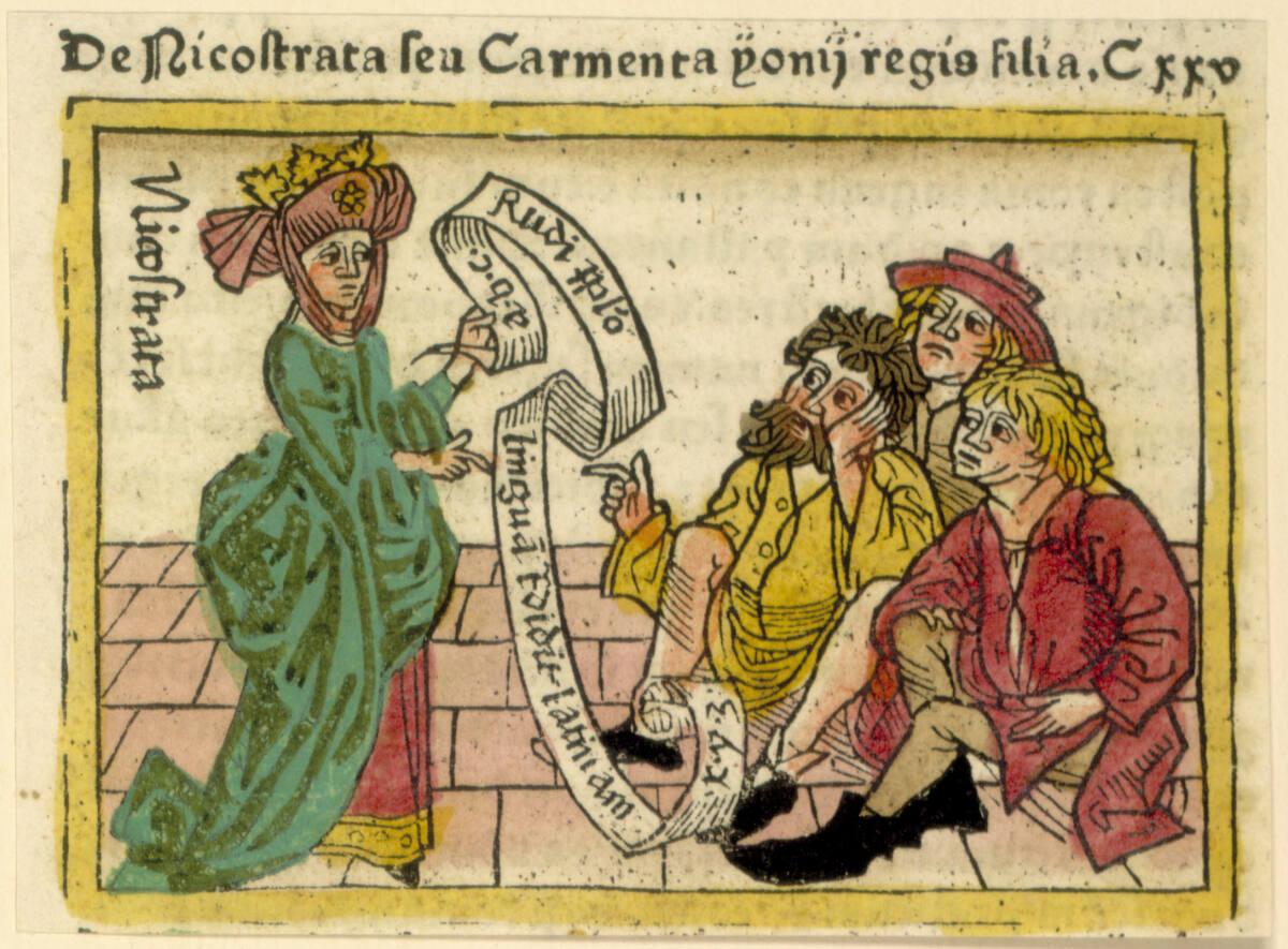 Johann Zainer, De Nicostrata seu Carmenta yonii regis filia - Nicostrata, Inv. Nr.: DGNF3076/20