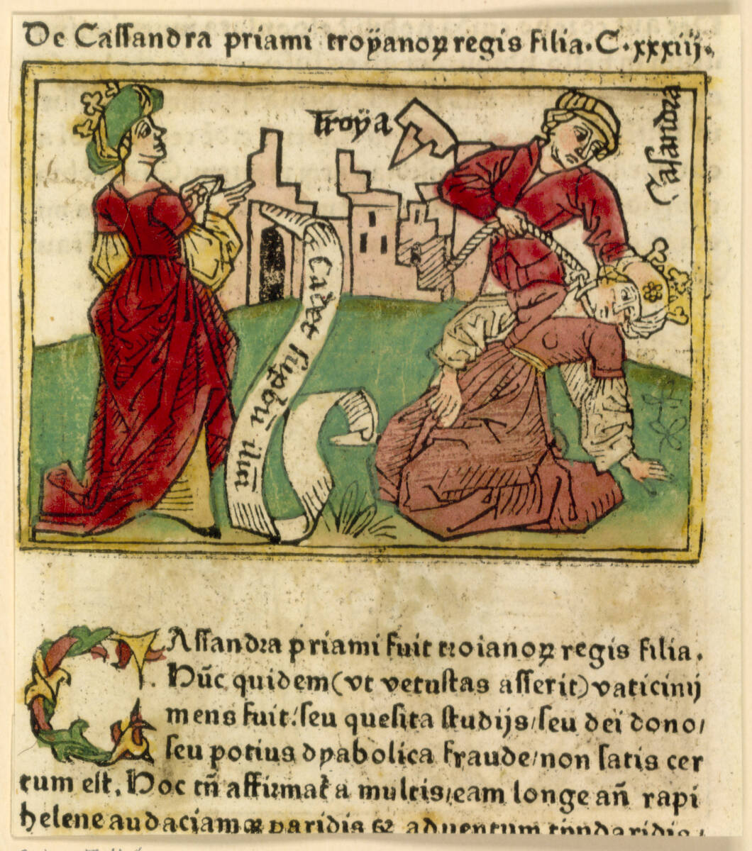De Cassandra priami troyanorum regis filia - Troya Casandra (recto), Johann Zainer, 1473