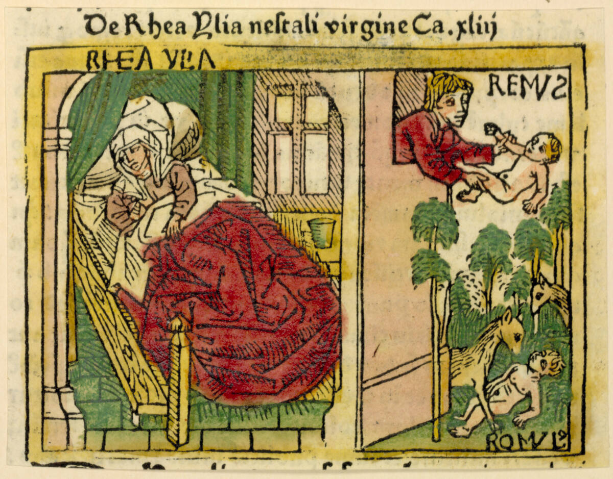 De Rhea Ylia vestali virgine - Rhe Ylia, Remus, Romulo, Johann Zainer, 1473