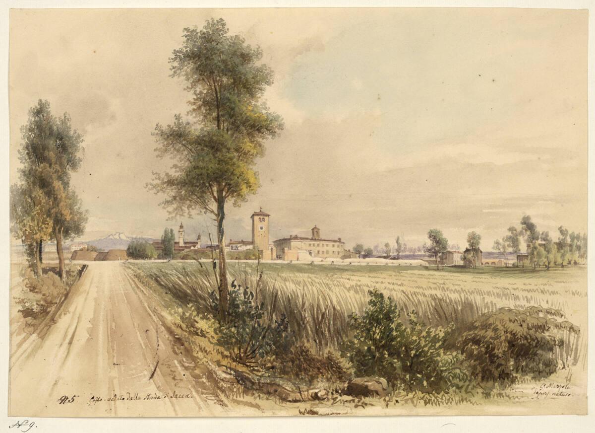 Giuseppe Mazzola, Ansicht von Goito. Strasse von Mantua über Sacca, Inv. Nr.: 15607