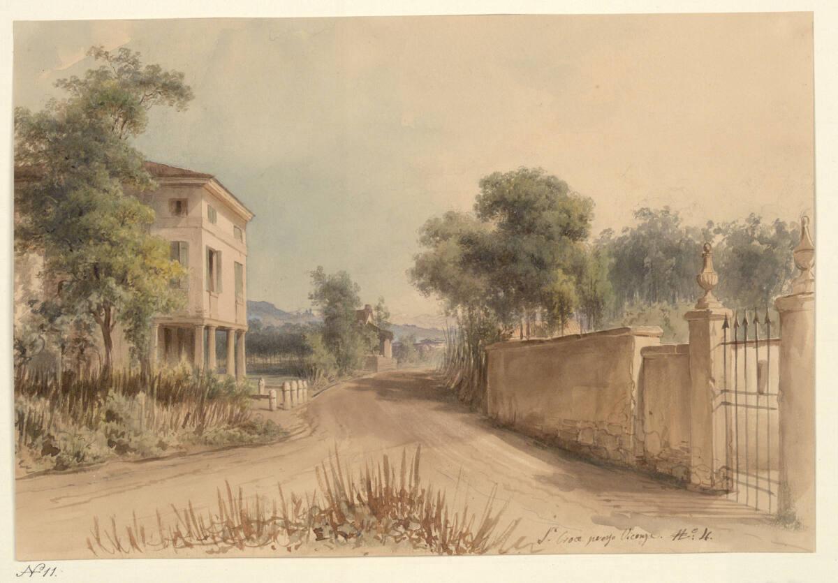Giuseppe Mazzola, Strasse von Vicenza nach Este. Ansicht der Villa Santa Croce presso Vicenza N…