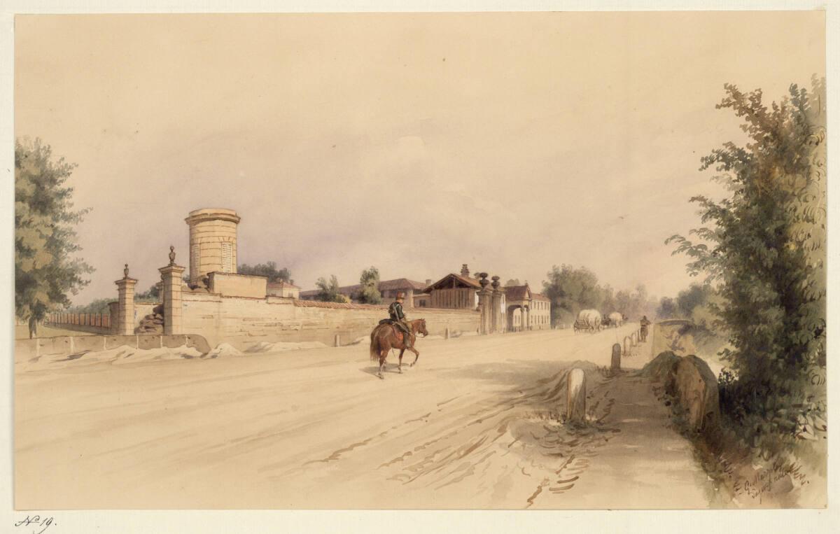 Giuseppe Mazzola, Ansicht des Cascina-Gambalojta. Strasse von Mailand nach Lodi, Inv. Nr.: 1561…