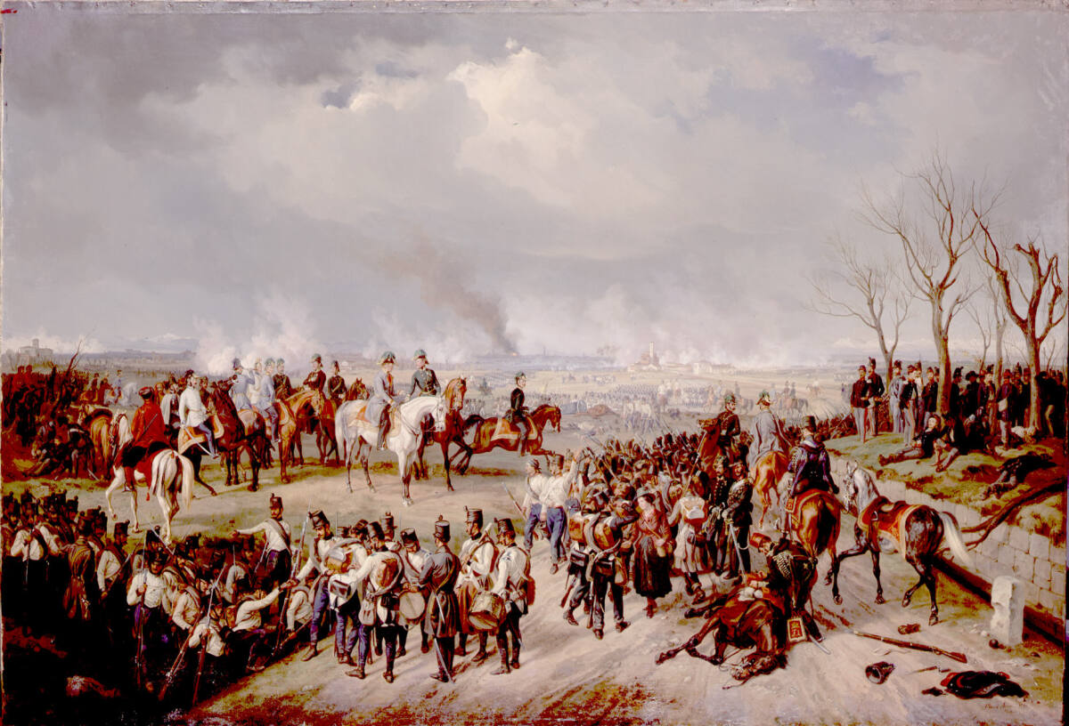Radetzky und Hess in der Schlacht bei Novara, März 1849, Albrecht Adam, 1848
