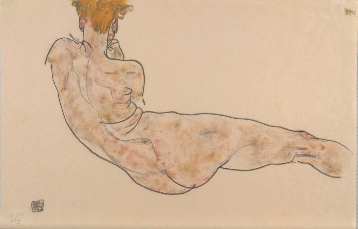 Egon Schiele, Anton Peschka, Weiblicher Rückenakt, Inv. Nr.: DL591