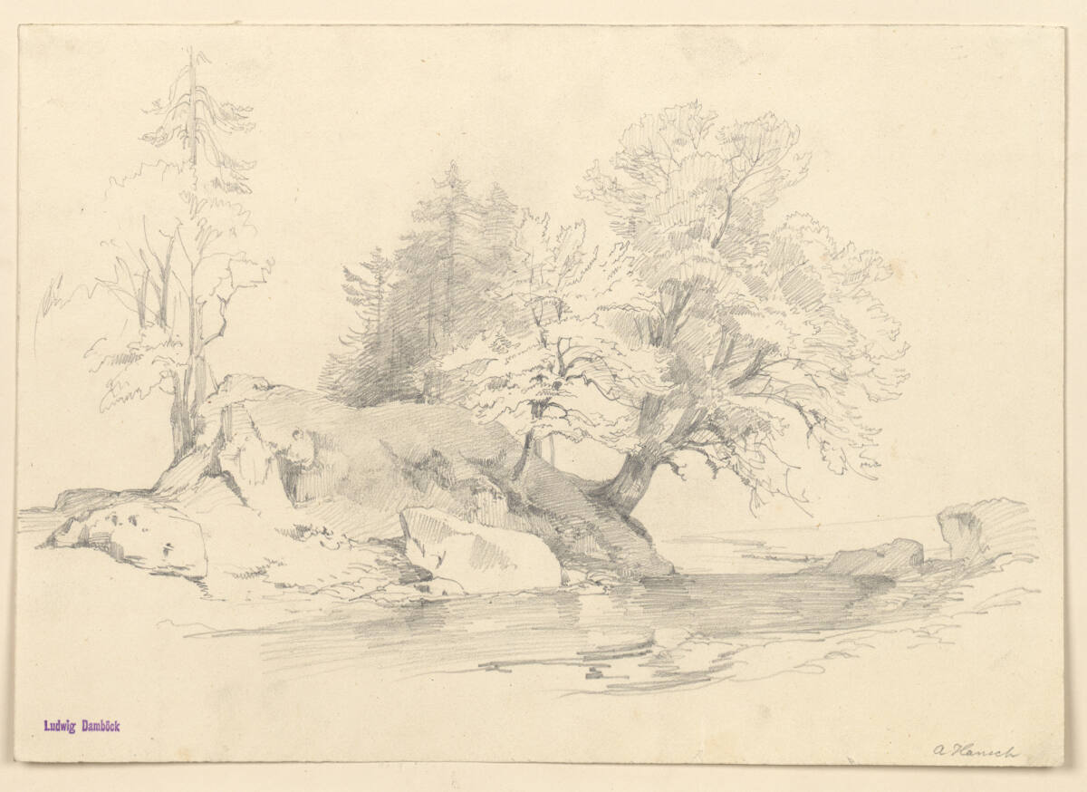 Landschaftsstudie mit Fluss, Anton Hansch, 1850–1870