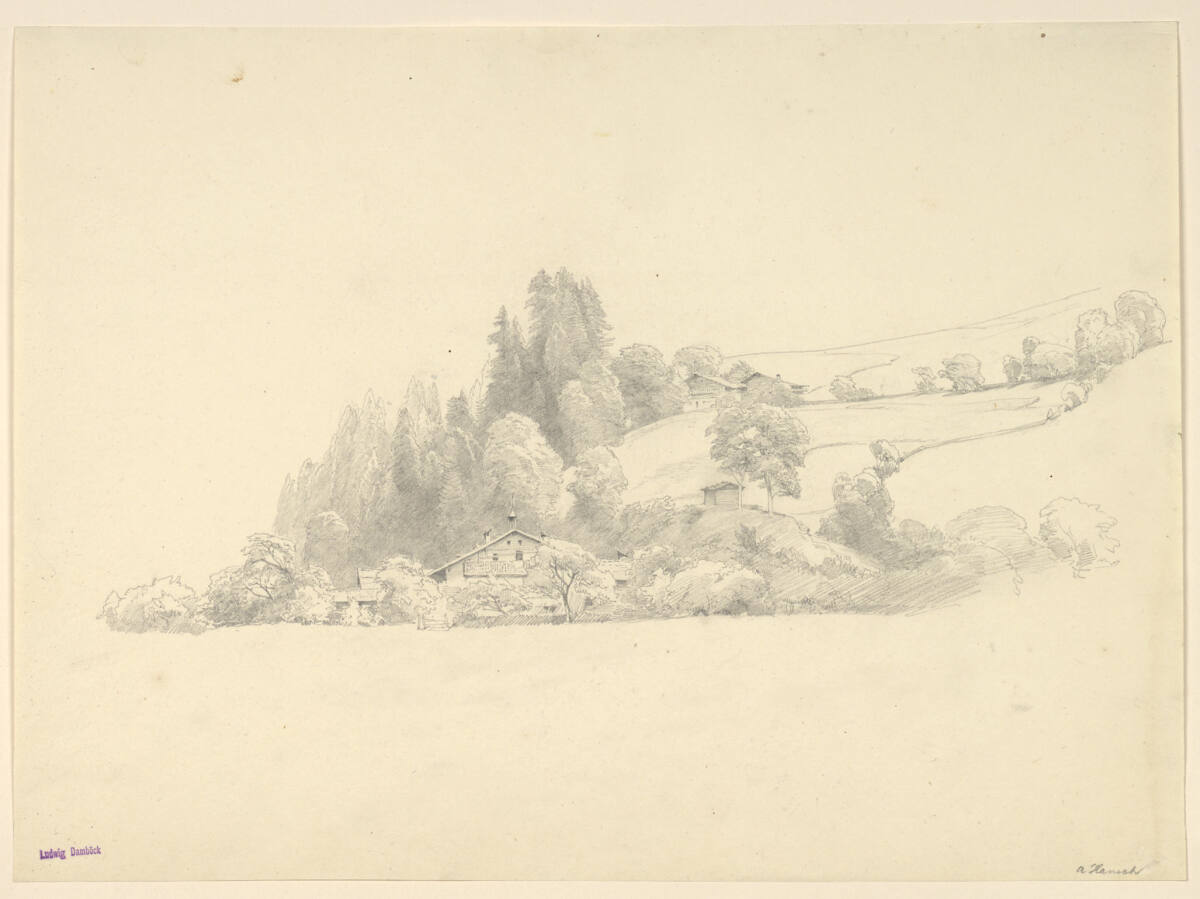 Gelände mit Bauernhäuschen, Anton Hansch, 1850–1870