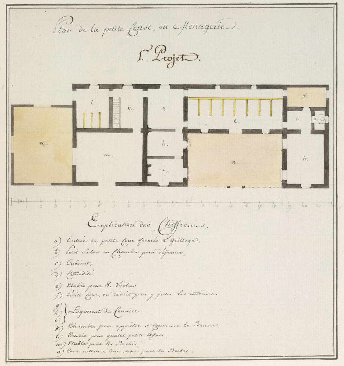Plan de la petite Cense, ou Menagerie - 1er Projet, Herzog Albert von Sachsen-Teschen