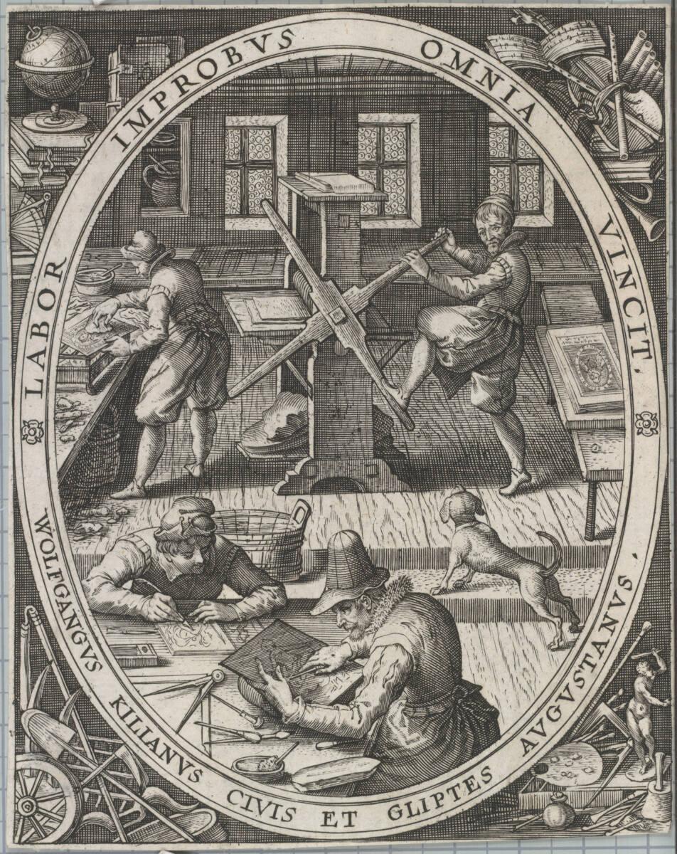 Wolfgang Kilian, Verlegersignet des Wolfgang Kilian: Ansicht der Werkstatt, Inv. Nr.: DG20601
