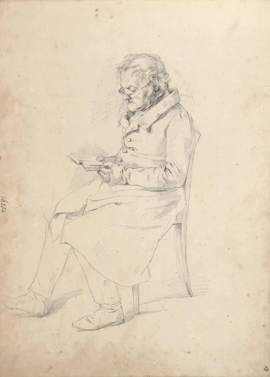 Friedrich Gauermann, Skizze eines Lesenden, vermutlich der Vater des Künstlers (lt. Krauland 37…