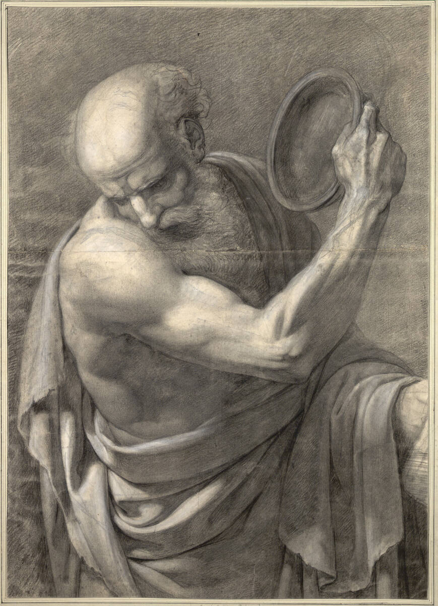 Diogenes mit einer Schale in der nach rechts erhobenen Rechten, Benigno Bossi