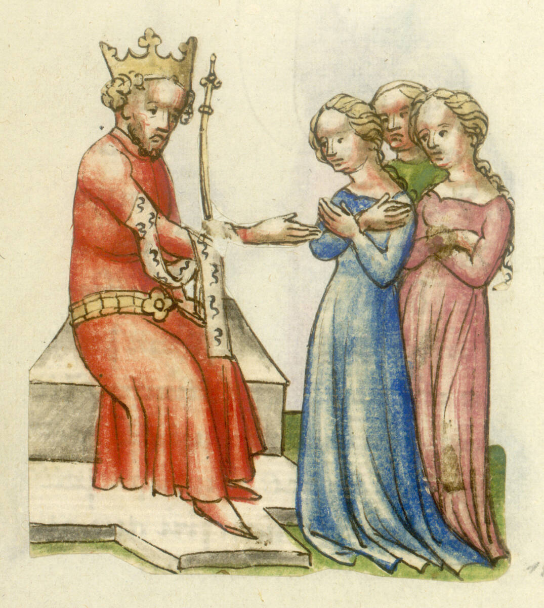 Drei Frauen vor einem König, WienerMeister, 1420–1430