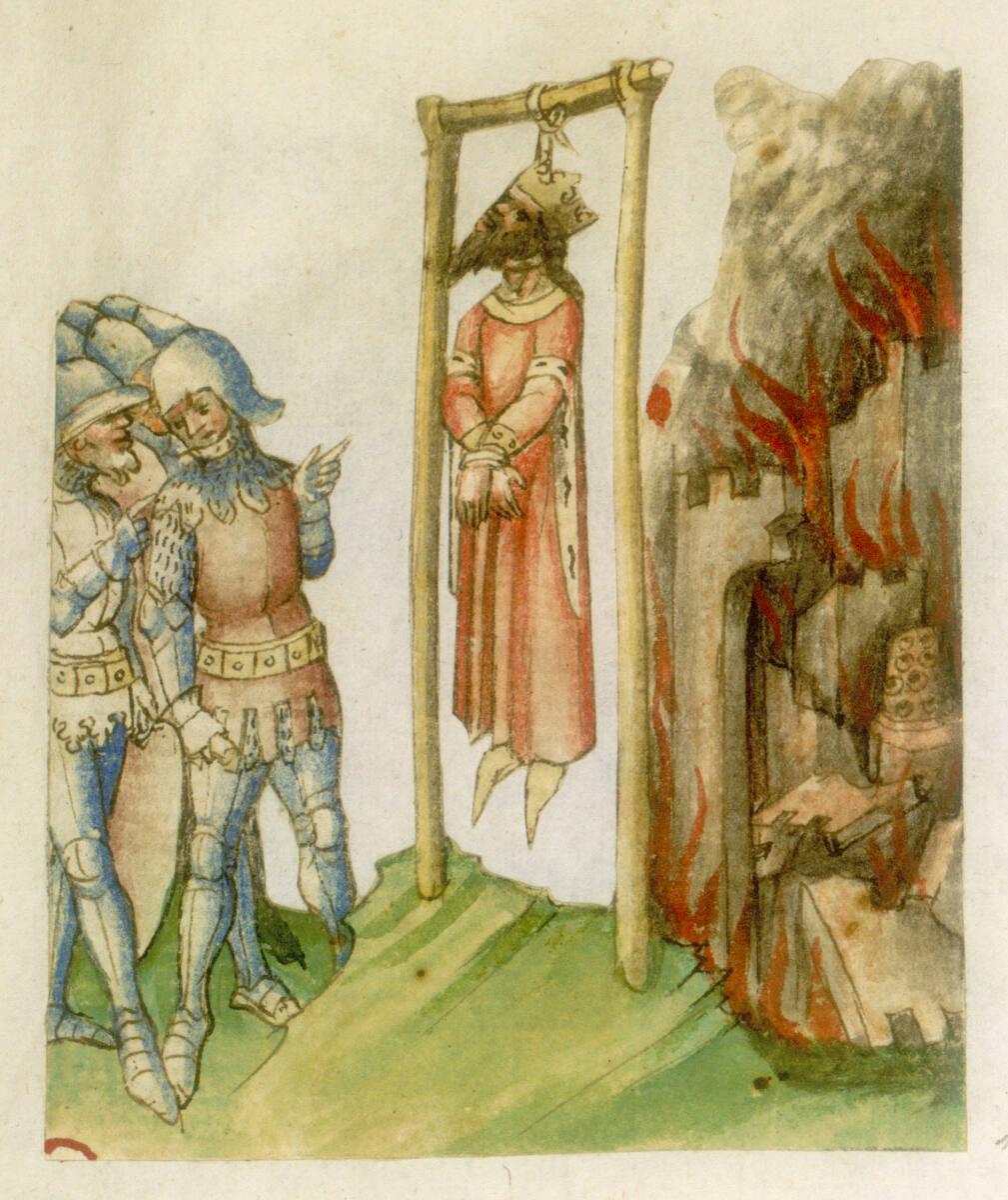 Anonym, Ein gehenkter König vor einer brennenden Stadt, Inv. Nr.: 31036/111