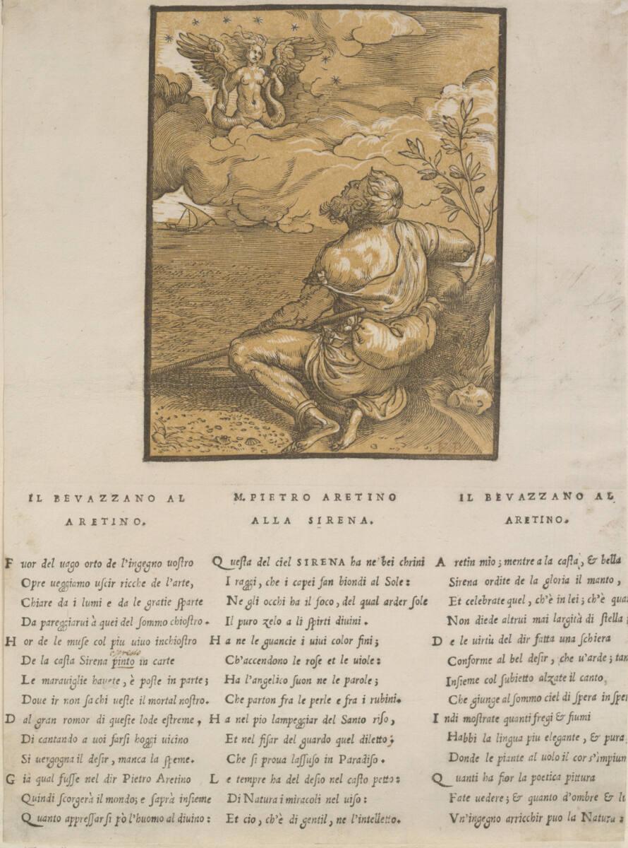 Francesco Marcolini, Pietro Aretino und die Sirene (mit Text), Inv. Nr.: DG2002/544