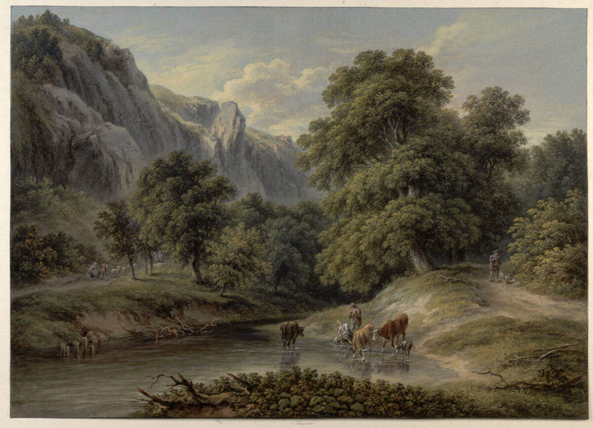 Landschaft mit Vieh im Wasser, Joseph Mössmer, 1829