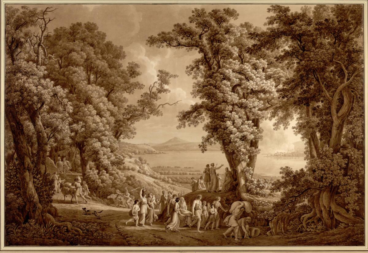 Johann August Nahl der Jüngere, Die Flucht der Römer nach der Schlacht am Trasimenischen See, I…
