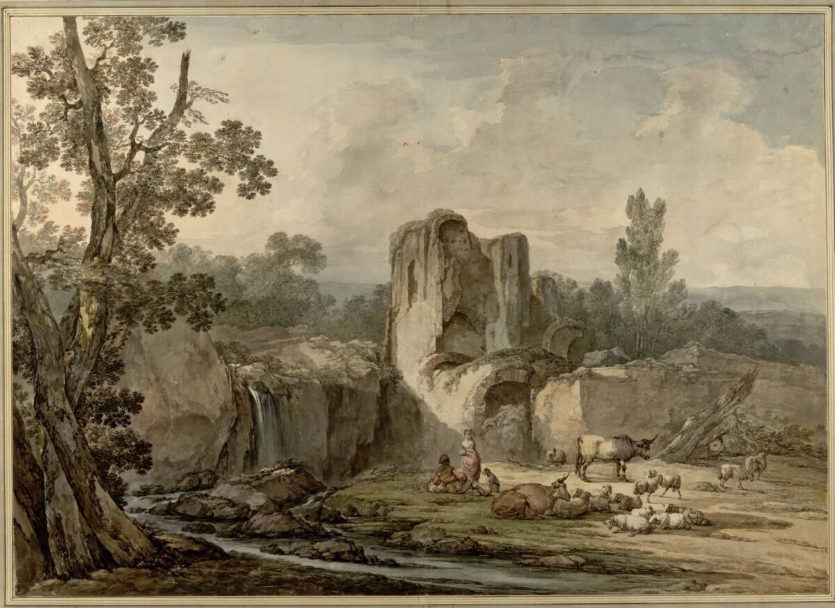 Ignace Duvivier, Ruinenlandschaft mit rastender Herde, Inv. Nr.: 17424