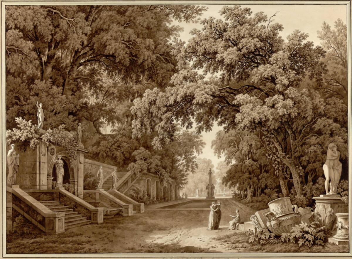 Pierre Louis de La Rive, Ideale Parklandschaft mit antiken Fragmenten, Inv. Nr.: 17435