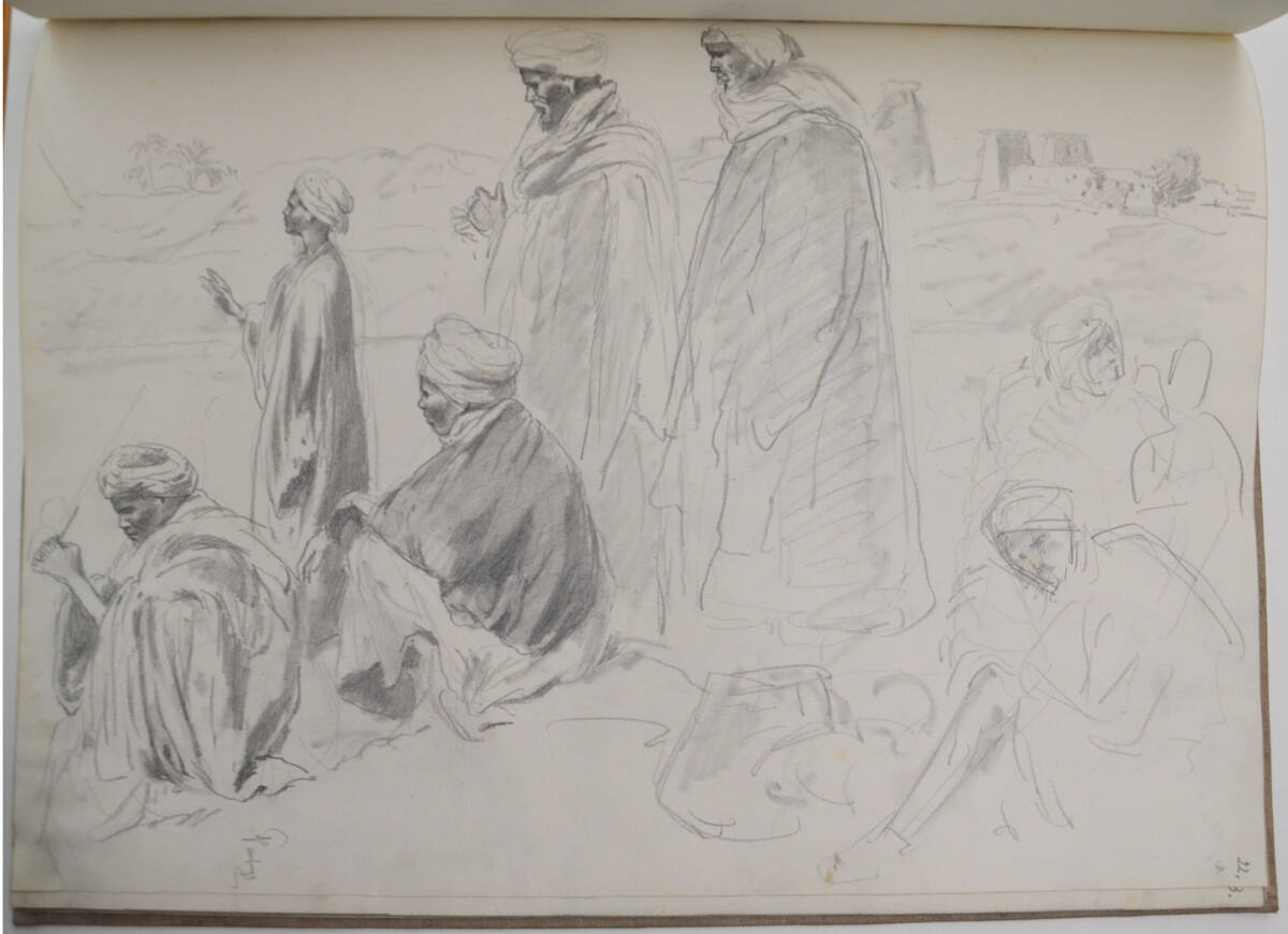 Skizze für das Druckwerk "Eine Orientreise" des Kronprinzen Rudolf (aus einem Skizzenbuch), Franz von Pausinger, 1881