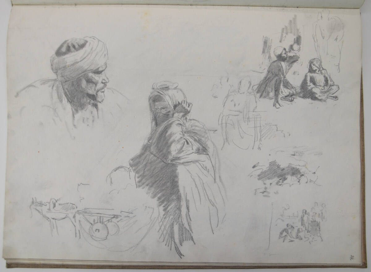 Skizze für das Druckwerk "Eine Orientreise" des Kronprinzen Rudolf (aus einem Skizzenbuch), Franz von Pausinger, 1881