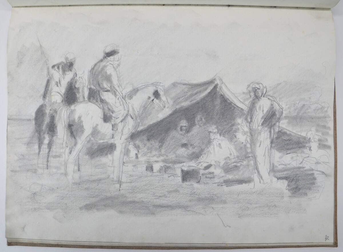 Skizze für das Druckwerk "Eine Orientreise" des Kronprinzen Rudolf (aus einem Skizzenbuch), Franz von Pausinger, 1881