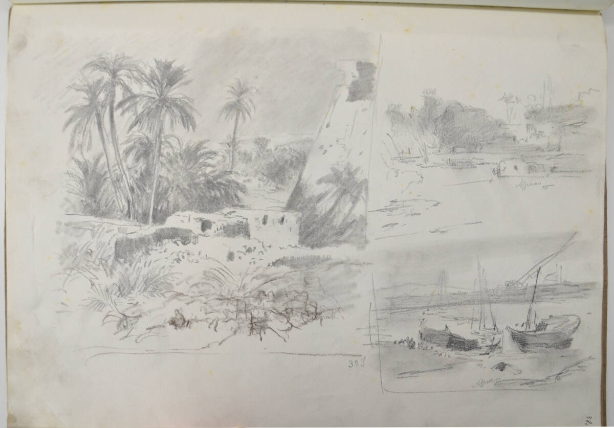 Skizze für das Druckwerk "Eine Orientreise" des Kronprinzen Rudolf (aus einem Skizzenbuch), Franz von Pausinger, 1881