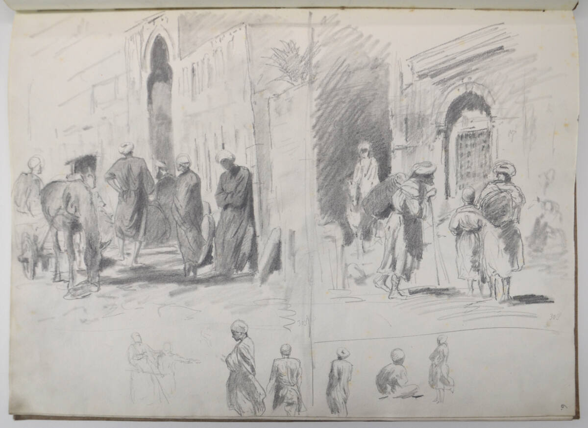 Skizze für das Druckwerk "Eine Orientreise" des Kronprinzen Rudolf (aus einem Skizzenbuch), Franz von Pausinger, 1881