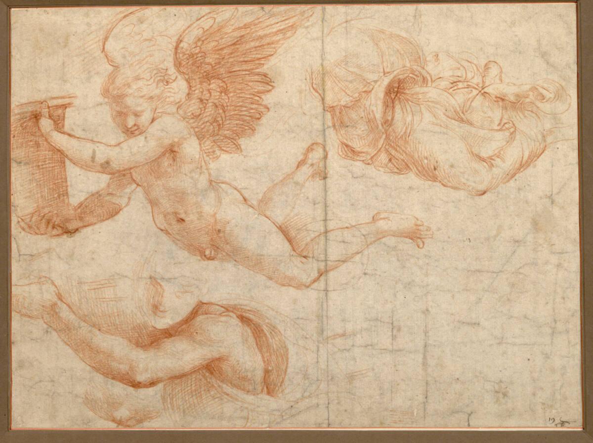 Fliegender Engel (Studie für das "Sibyllen"-Fresko, S. Maria della Pace, Rom), Raphael, 1510–1515