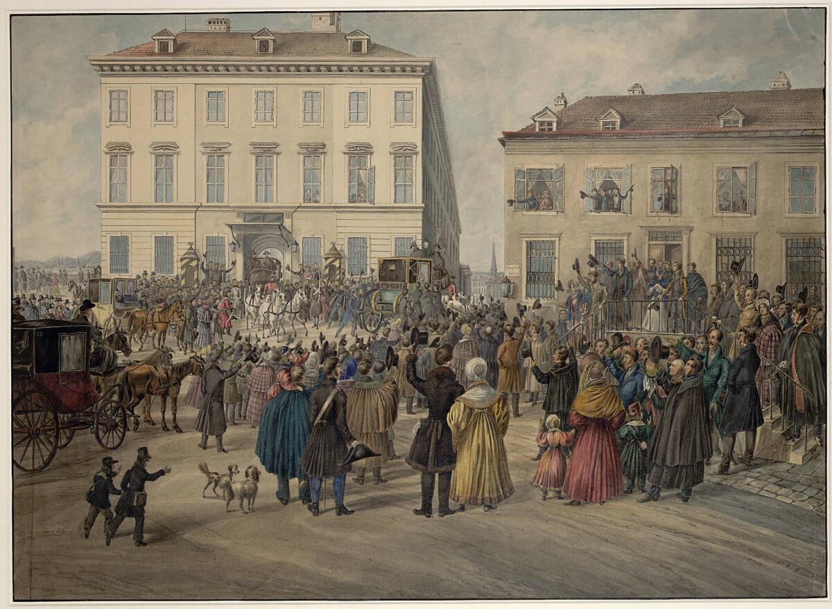 Sebastian Warmuth Edler von Schlachtfeld, Abreise der Erzherzogin Maria Theresia, Inv. Nr.: 175…