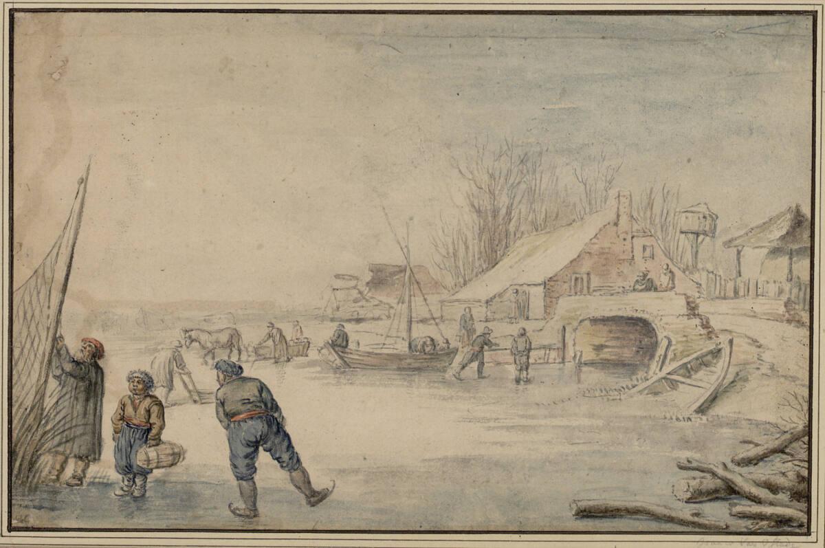 Hendrick Avercamp, Winterlandschaft mit Schlittschuhläufern, Inv. Nr.: 17591