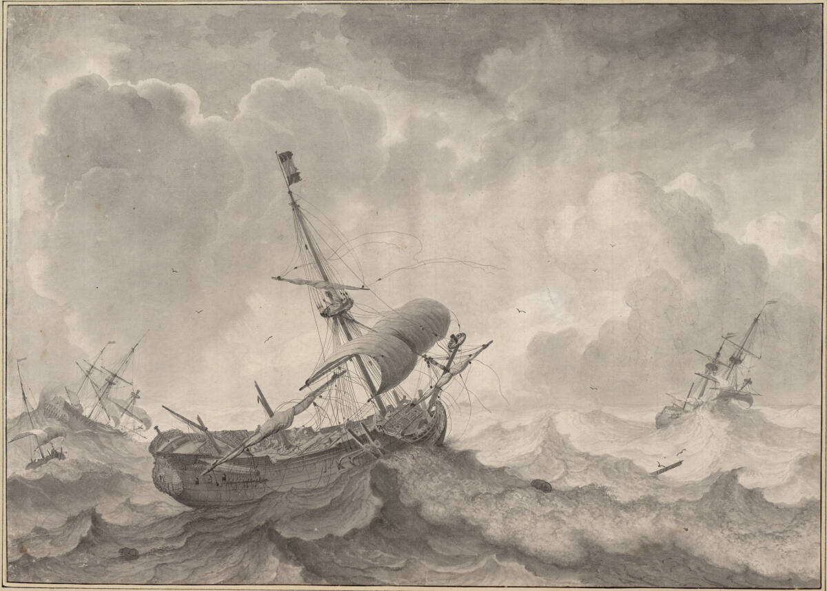 Schiffe auf stürmischer See, Ludolf Bakhuizen, 1698