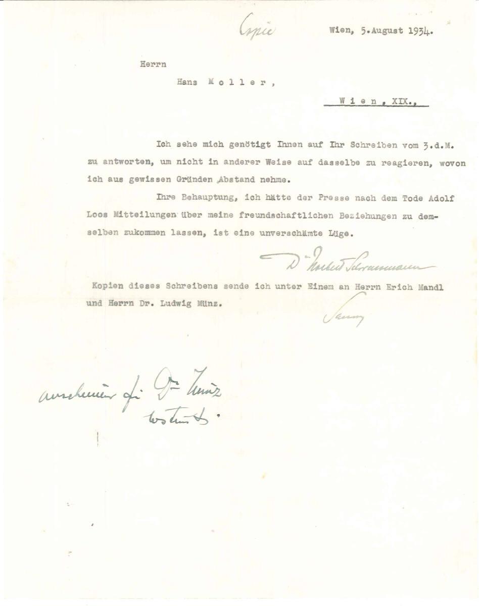 Brief von Dr. Norbert Schwarzmann, Kalksburg, an Hans Moller in Wien XIX., Inv. Nr.: ALA3955/2