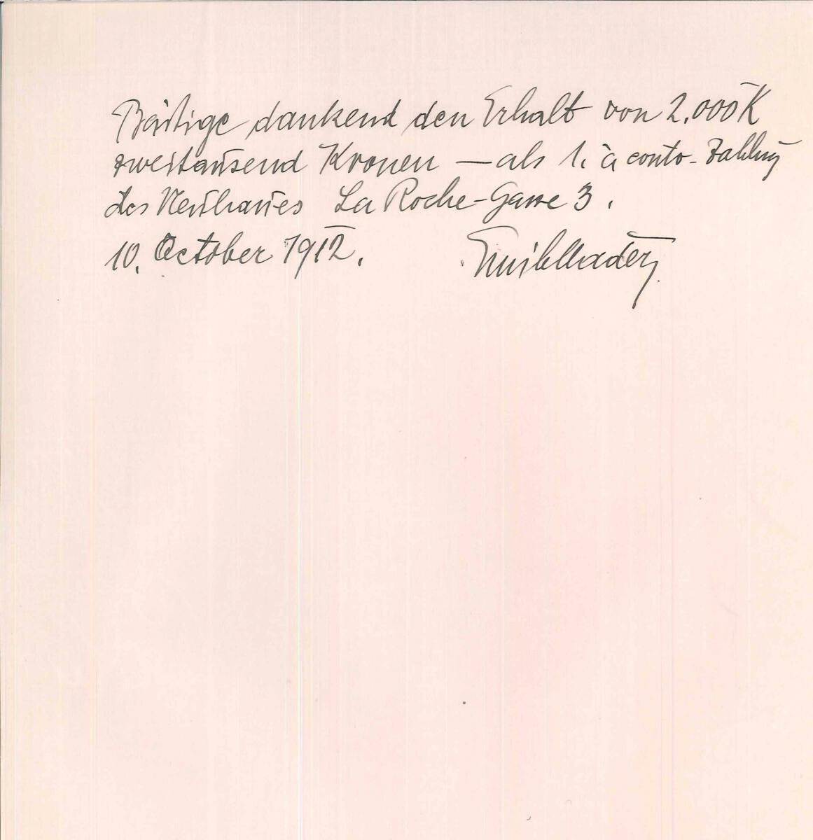 Zahlungsbestätigung von Emil Mader, Stadtbaumeister, Spezialgeschäft für Schornsteinbau, Keller…