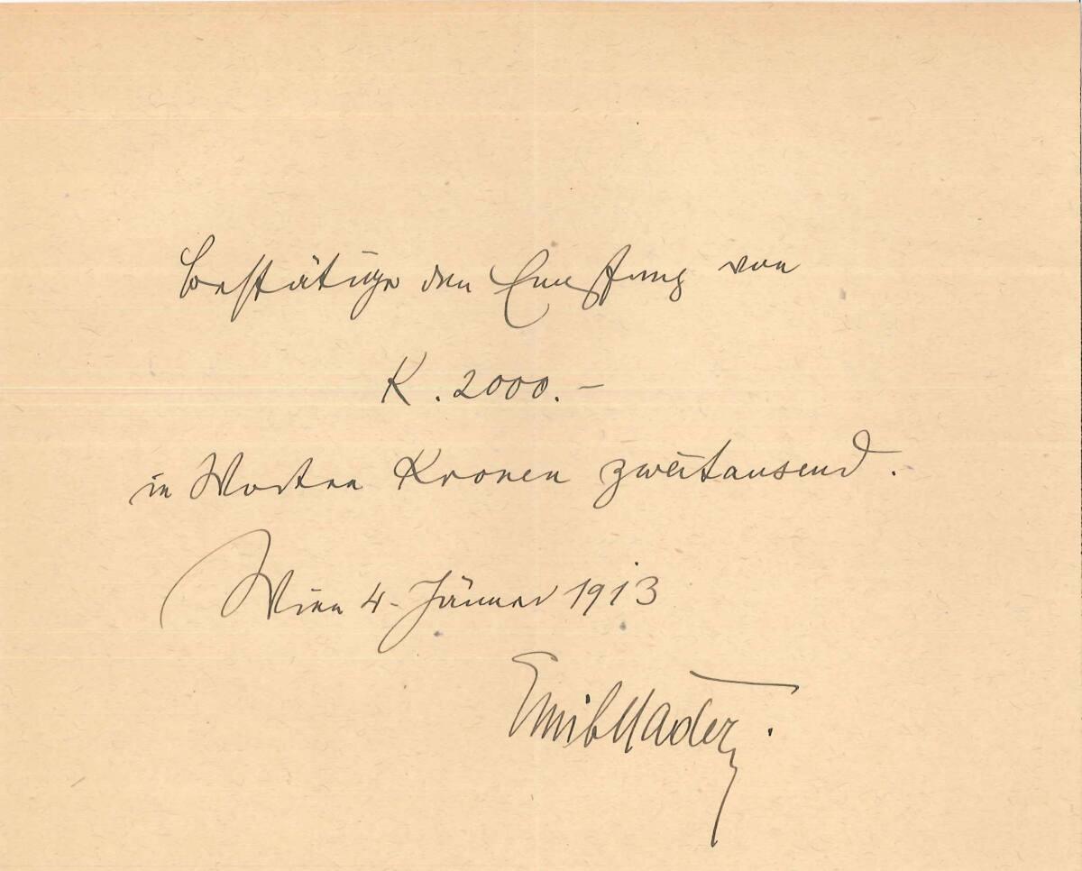 Zahlungsbestätigung von Emil Mader, Stadtbaumeister, Spezialgeschäft für Schornsteinbau, Keller…