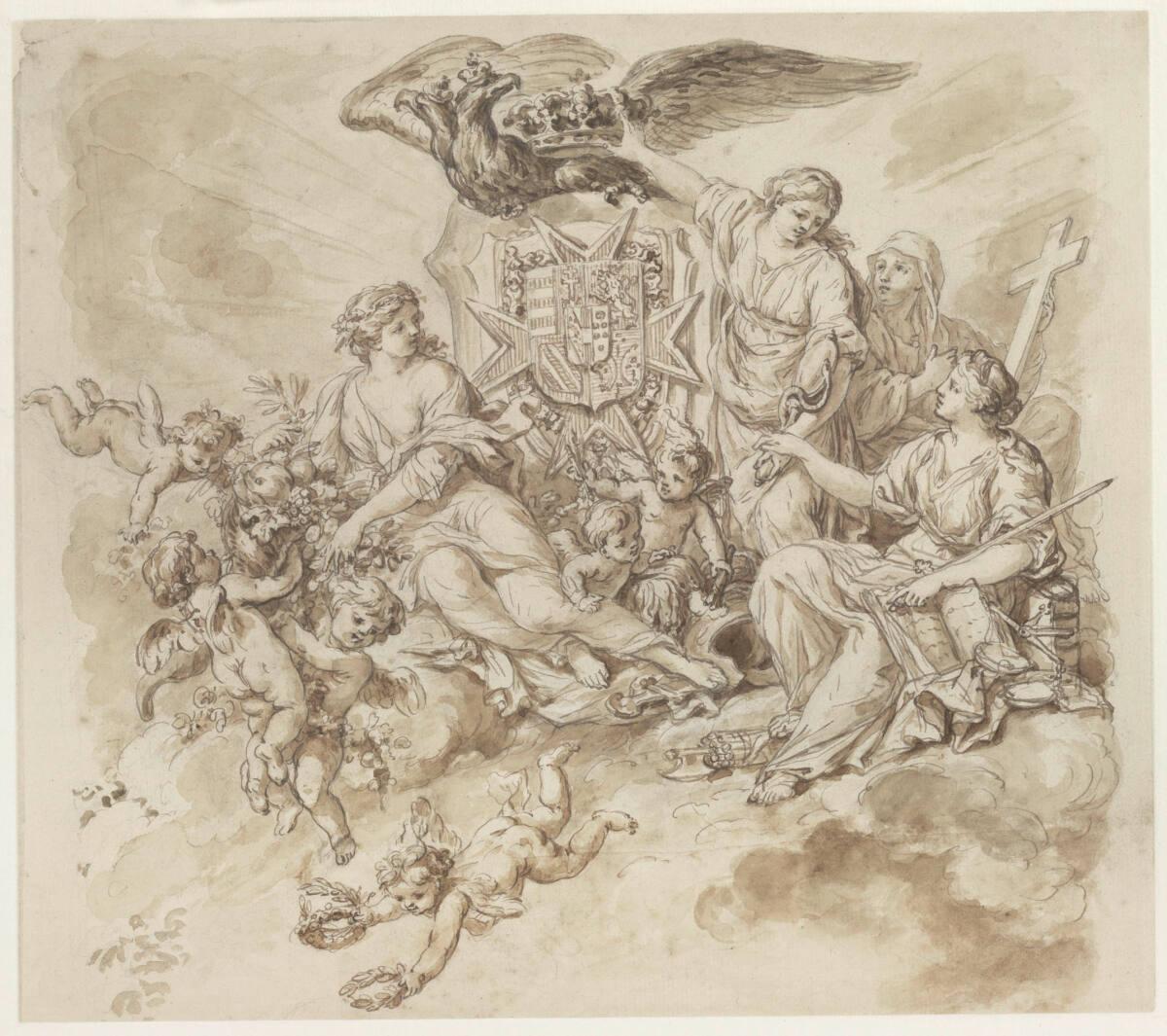 Caspar Franz Sambach, Allegorie mit Wappen, Inv. Nr.: 43131