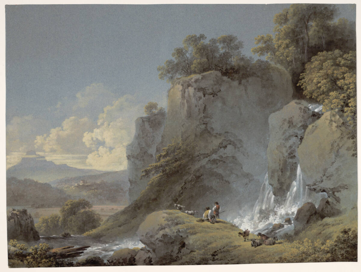 Wasserfall mit Ziegenherde, Martin von Molitor