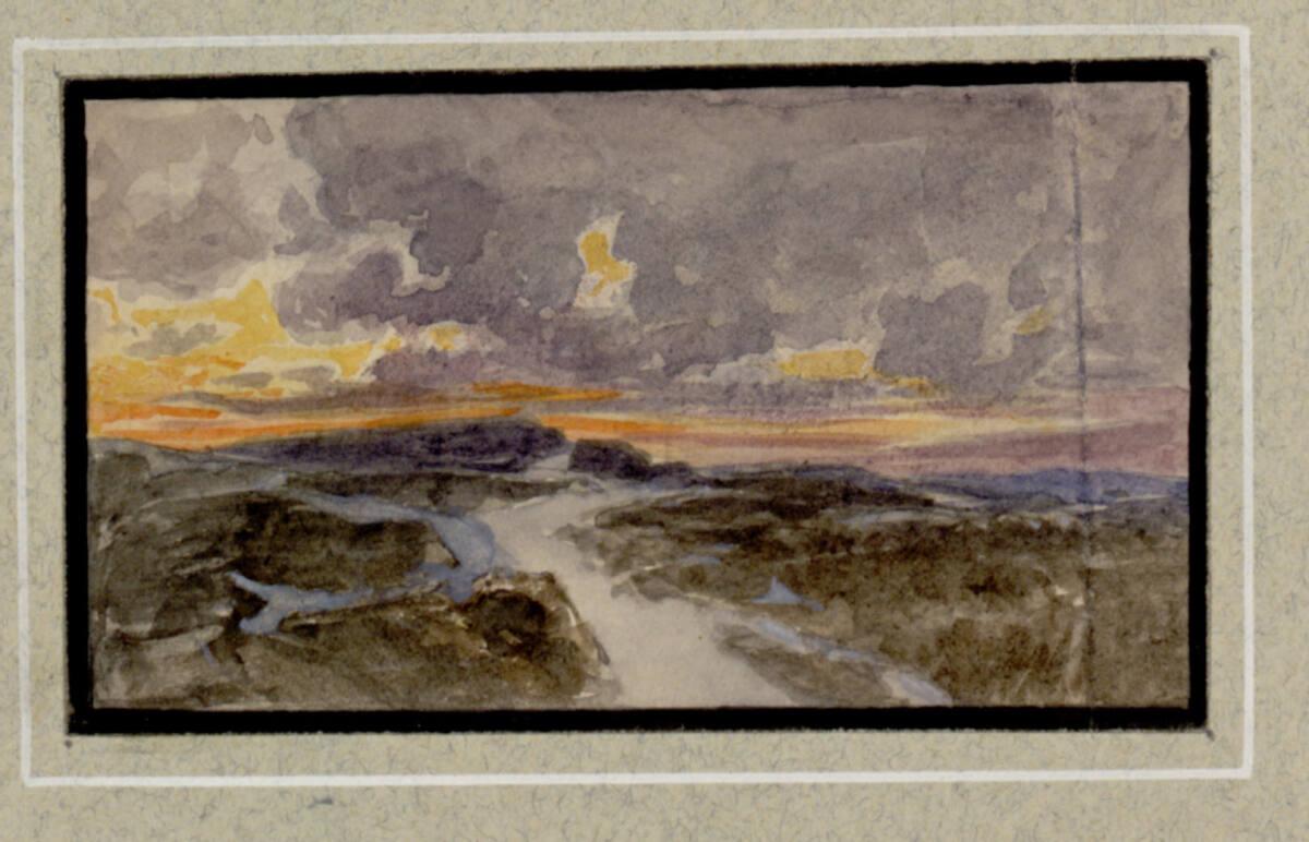 Theodor Alphons, Ausblick auf eine Flusslandschaft bei Abendstimmung, Inv. Nr.: 18936