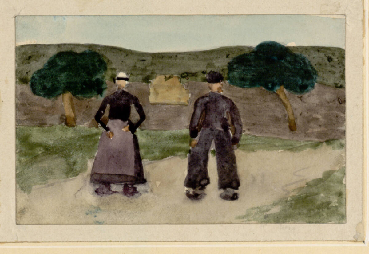 Bauer und Bäuerin auf der Landstraße, Ludwig Sigmundt