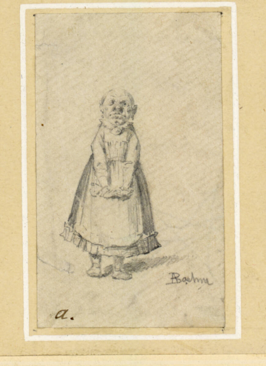 Alte Frau mit entsetzter Gebärde, Adolf Boehm
