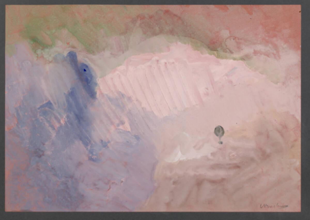 Adolf Boehm, Farbenscherz: Wolkenstimmung mit Heißluftballon, Inv. Nr.: 19061