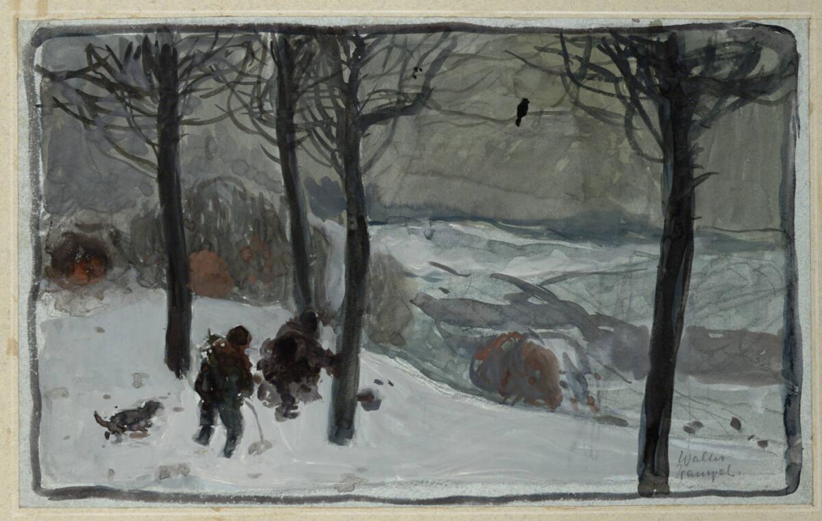 Sigmund Walter Hampel, Jäger in einem winterlichen Wald, Inv. Nr.: 19117
