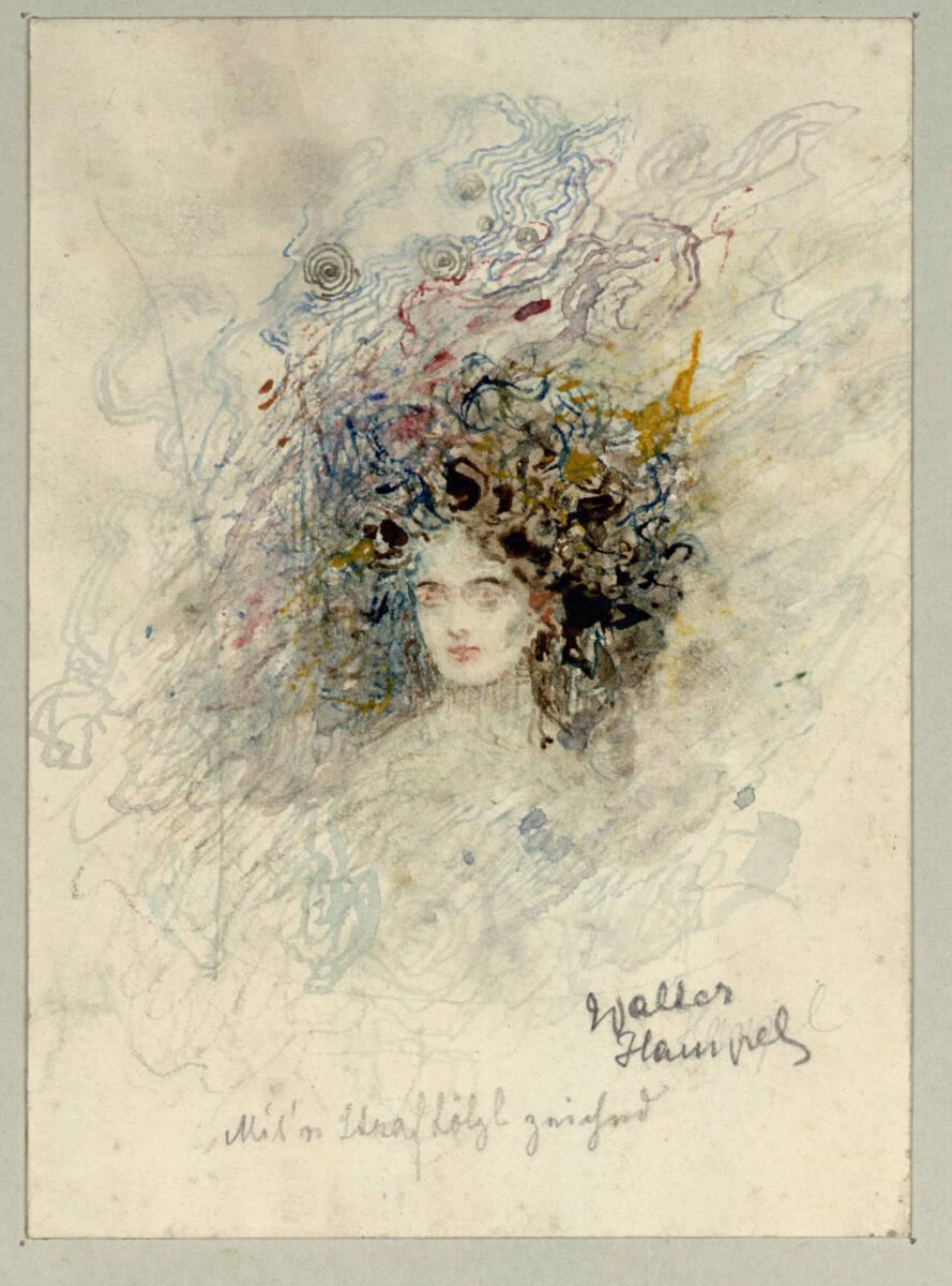 Sigmund Walter Hampel, Frauenkopf mit abstehendem Haar als Furie gedacht, Inv. Nr.: 19126