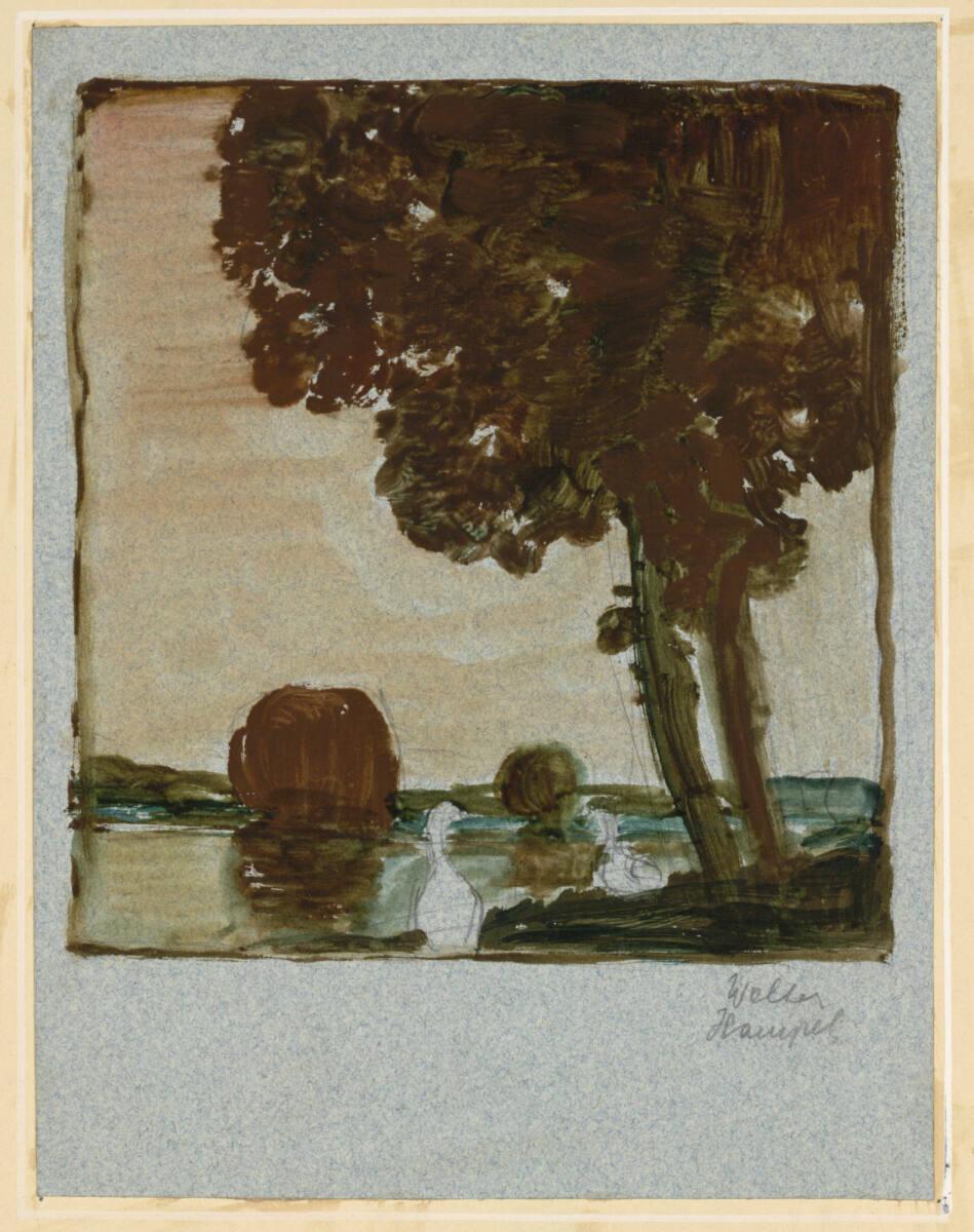 Sigmund Walter Hampel, Teich mit zwei Schwänen, Inv. Nr.: 19141
