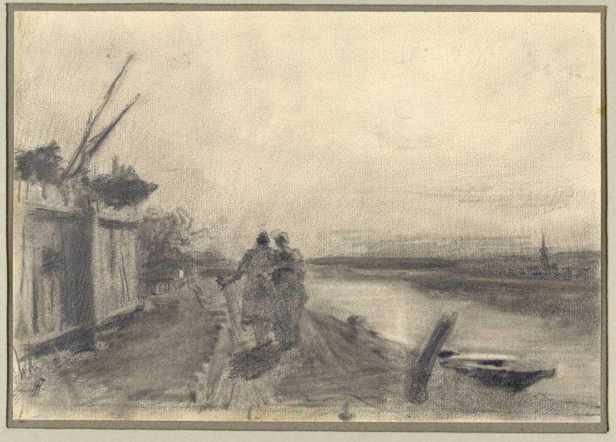 Paar auf einer Flussuferstraße, Franz Hohenberger