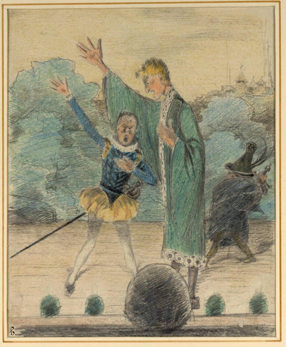Friedrich König, Bildhauer Tautenhayn und Bariton Jäger auf der Bühne, Inv. Nr.: 19204