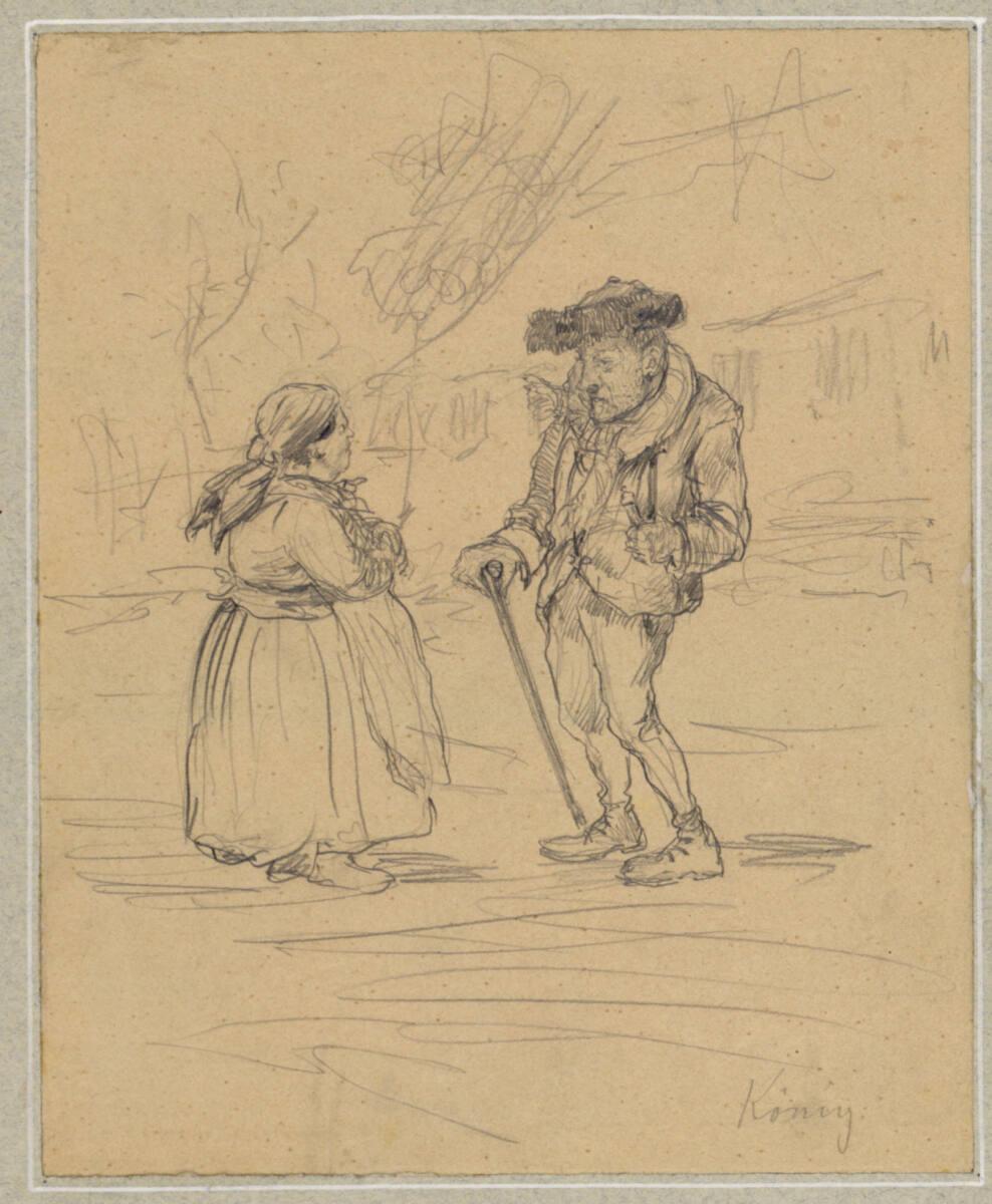 Friedrich König, Bauer und Bäuerin auf der Dorfstraße, Inv. Nr.: 19246