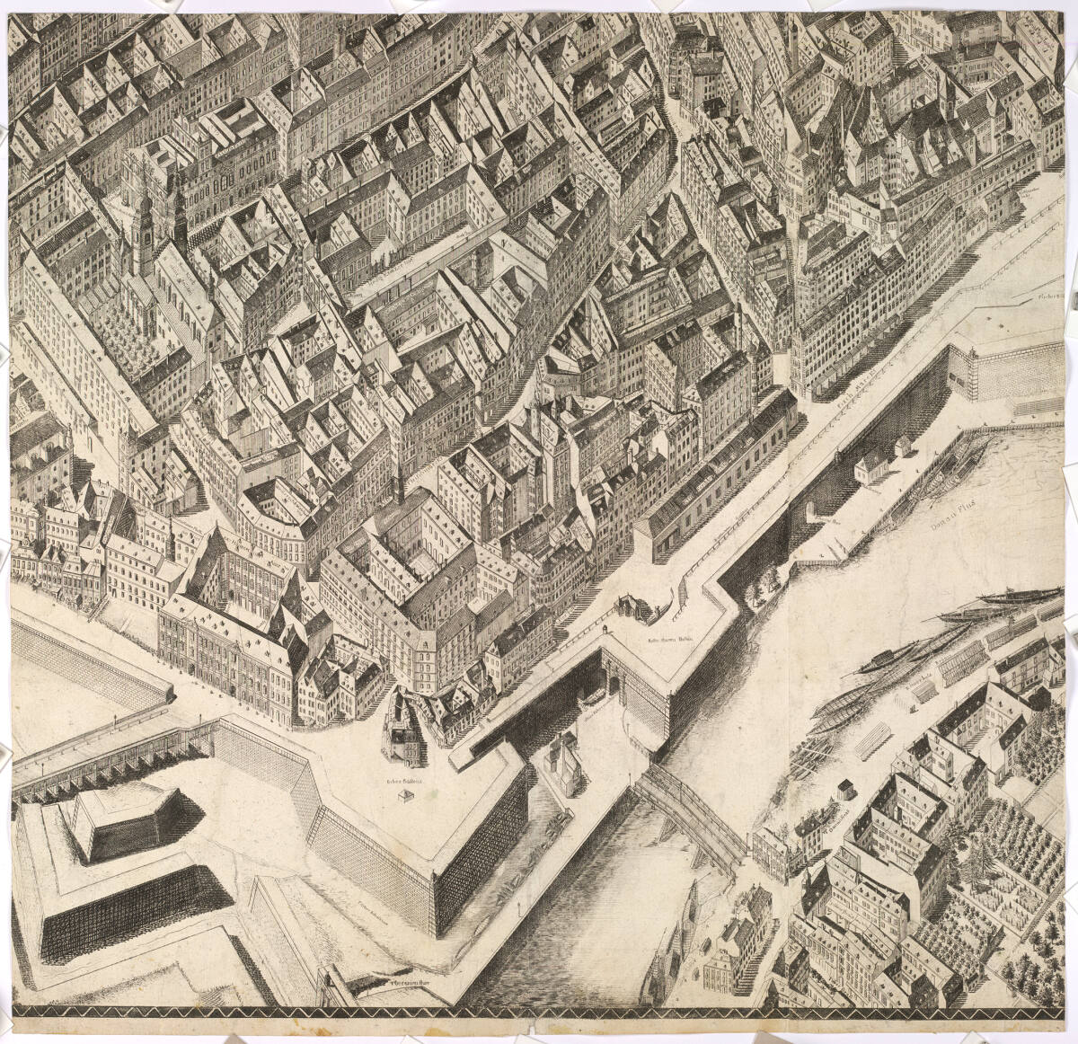 Vogelschau der Innenstadt Wien, Joseph Daniel von Huber, 1785