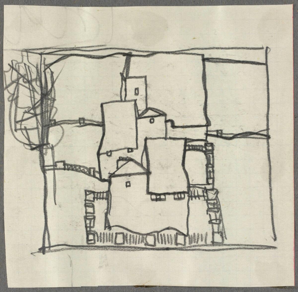 Egon Schiele, Umfriedete Häuser, Inv. Nr.: 30894/5