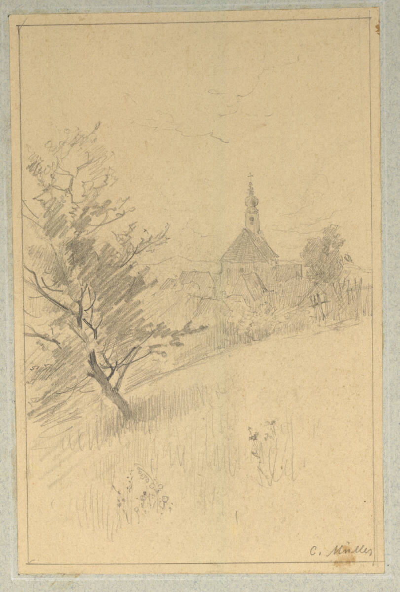 Dorf hinter einer Wiese, Karl Müller