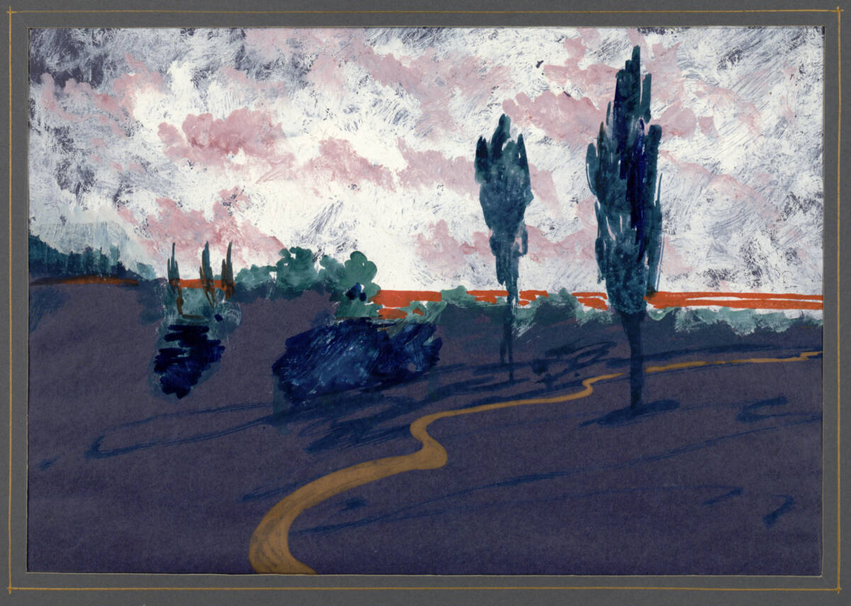 Farbenscherz: Landschaft in Dunkelblau, Karl Müller