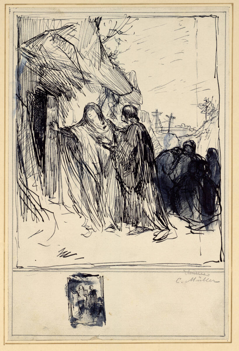 Maria und Johannes vor dem Felsgrab Christi, Karl Müller